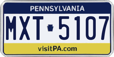 PA license plate MXT5107