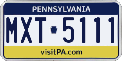 PA license plate MXT5111