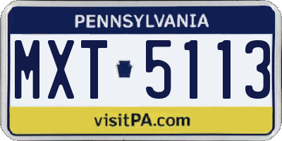 PA license plate MXT5113