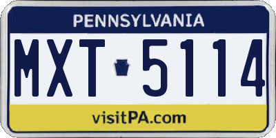 PA license plate MXT5114