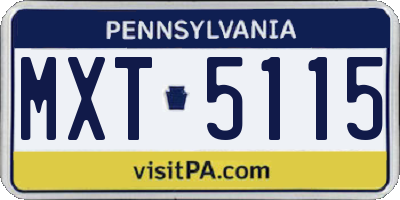 PA license plate MXT5115