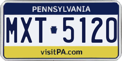 PA license plate MXT5120