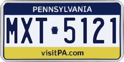 PA license plate MXT5121