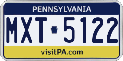PA license plate MXT5122