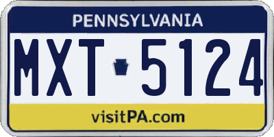 PA license plate MXT5124