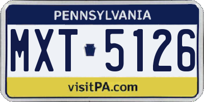 PA license plate MXT5126
