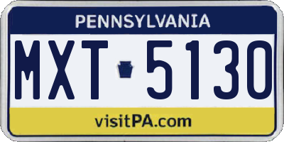 PA license plate MXT5130