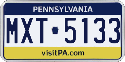 PA license plate MXT5133