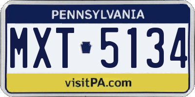 PA license plate MXT5134