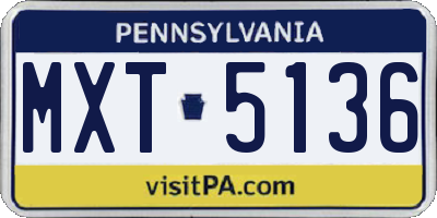 PA license plate MXT5136