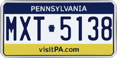 PA license plate MXT5138