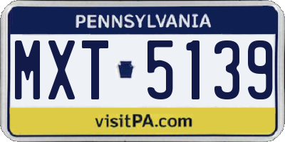 PA license plate MXT5139