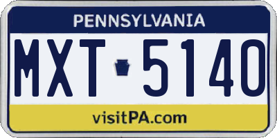 PA license plate MXT5140