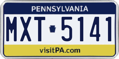 PA license plate MXT5141