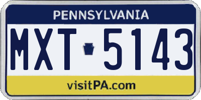 PA license plate MXT5143