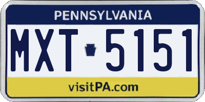 PA license plate MXT5151