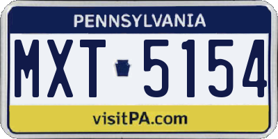 PA license plate MXT5154