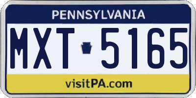 PA license plate MXT5165