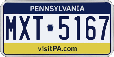 PA license plate MXT5167