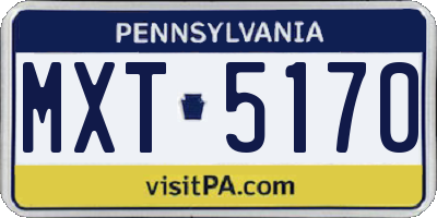 PA license plate MXT5170