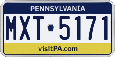 PA license plate MXT5171