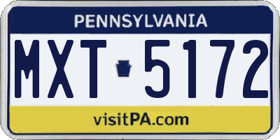 PA license plate MXT5172
