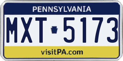 PA license plate MXT5173