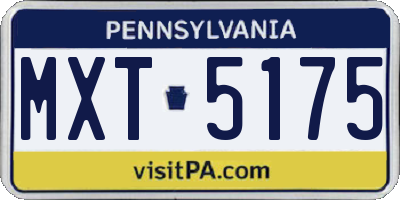 PA license plate MXT5175