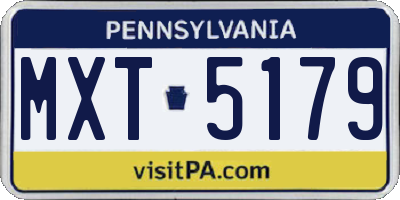 PA license plate MXT5179