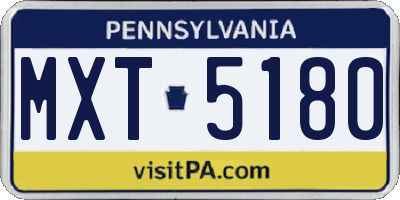 PA license plate MXT5180