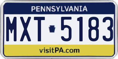 PA license plate MXT5183