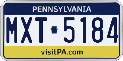 PA license plate MXT5184