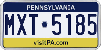 PA license plate MXT5185