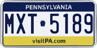 PA license plate MXT5189