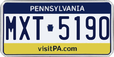 PA license plate MXT5190