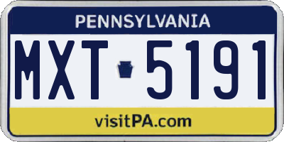 PA license plate MXT5191