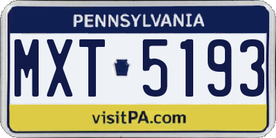 PA license plate MXT5193