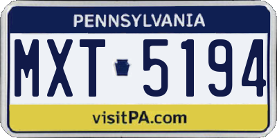 PA license plate MXT5194
