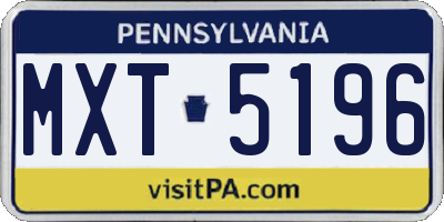PA license plate MXT5196