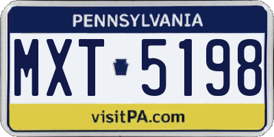 PA license plate MXT5198