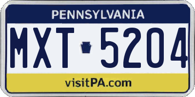 PA license plate MXT5204