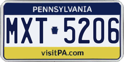 PA license plate MXT5206