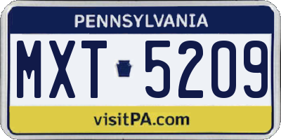 PA license plate MXT5209