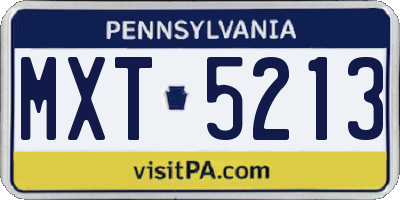 PA license plate MXT5213