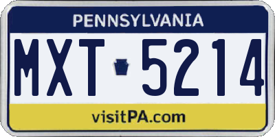PA license plate MXT5214
