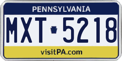 PA license plate MXT5218