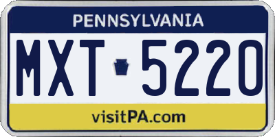 PA license plate MXT5220