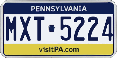 PA license plate MXT5224