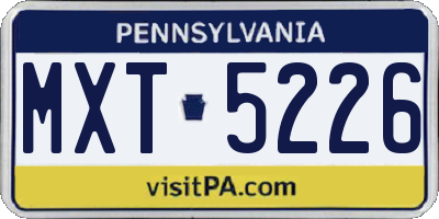 PA license plate MXT5226