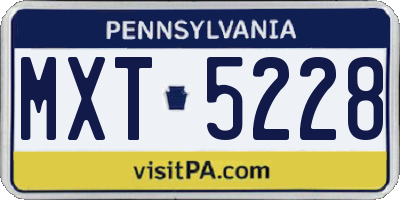 PA license plate MXT5228
